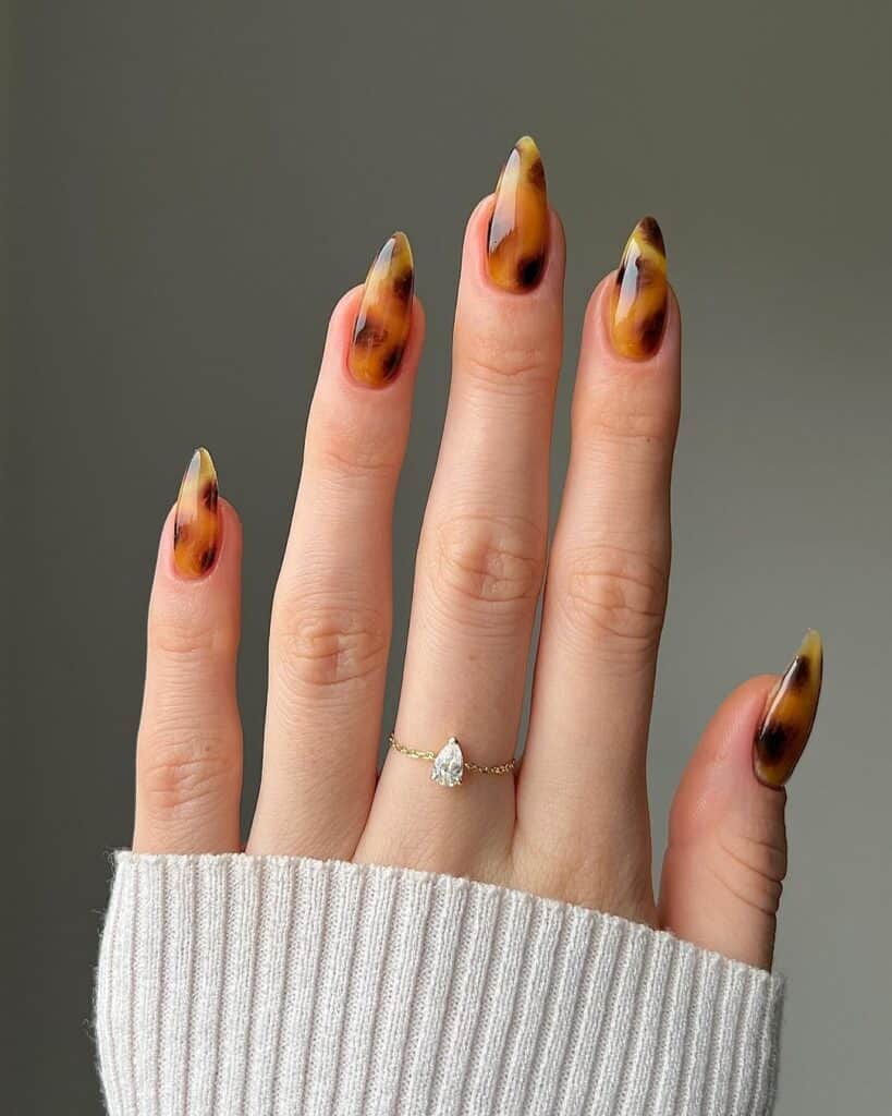 Long Sharp Almond Tortoise Shell — Simple Tortoise Nails