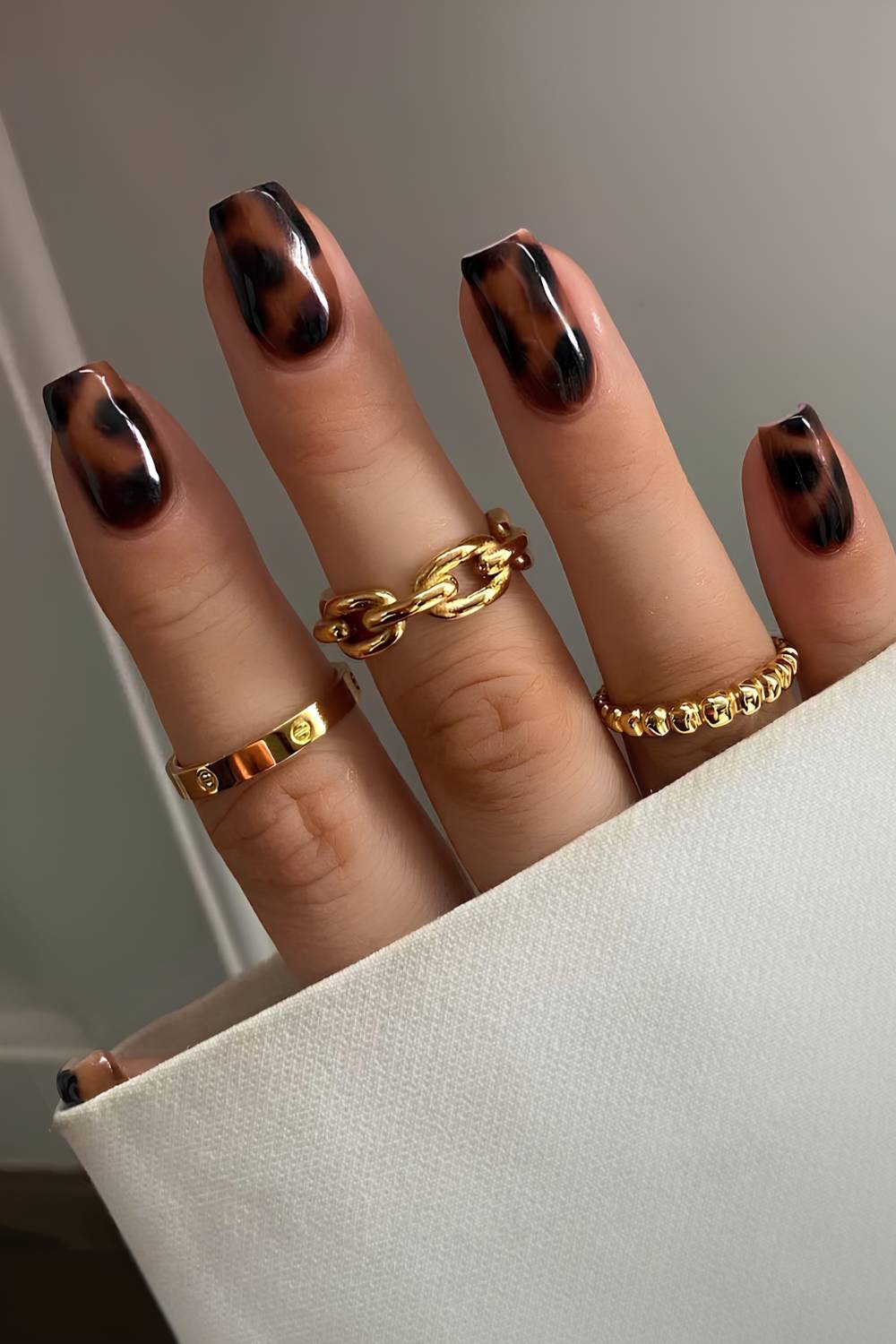 Medium Square Deep Brown Tortoise — Simple Tortoise Nails