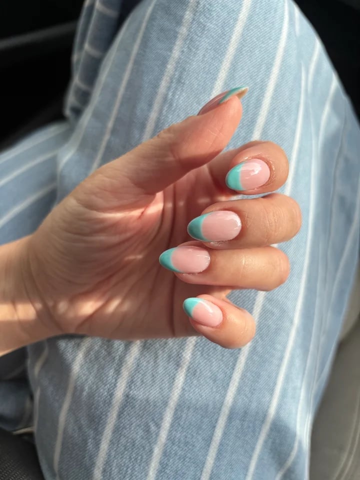 Contrast Polka Dot Medium Almond Nails — Simple Trending Nails