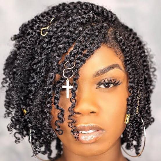 Collarbone Black Twists With Hair Jewelry Collarbone Black Twists With Hair Jewelry — Simple Two Strand Twists