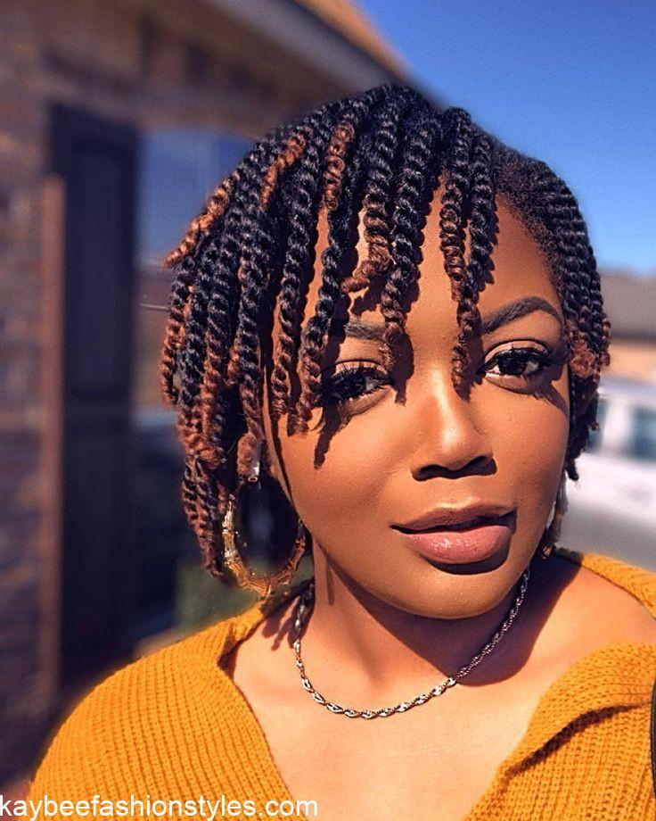 Short Dark Brown Twists With Auburn Highlights Short Dark Brown Twists With Auburn Highlights — Simple Two Strand Twists