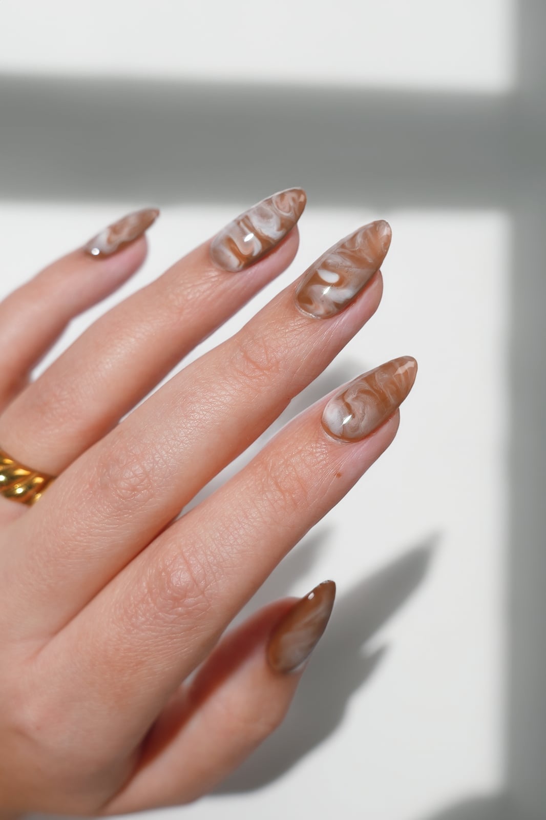Long Almond Marbled Nails With Swirls Long Almond Marbled Nails With Swirls — Simple Vintage Nails