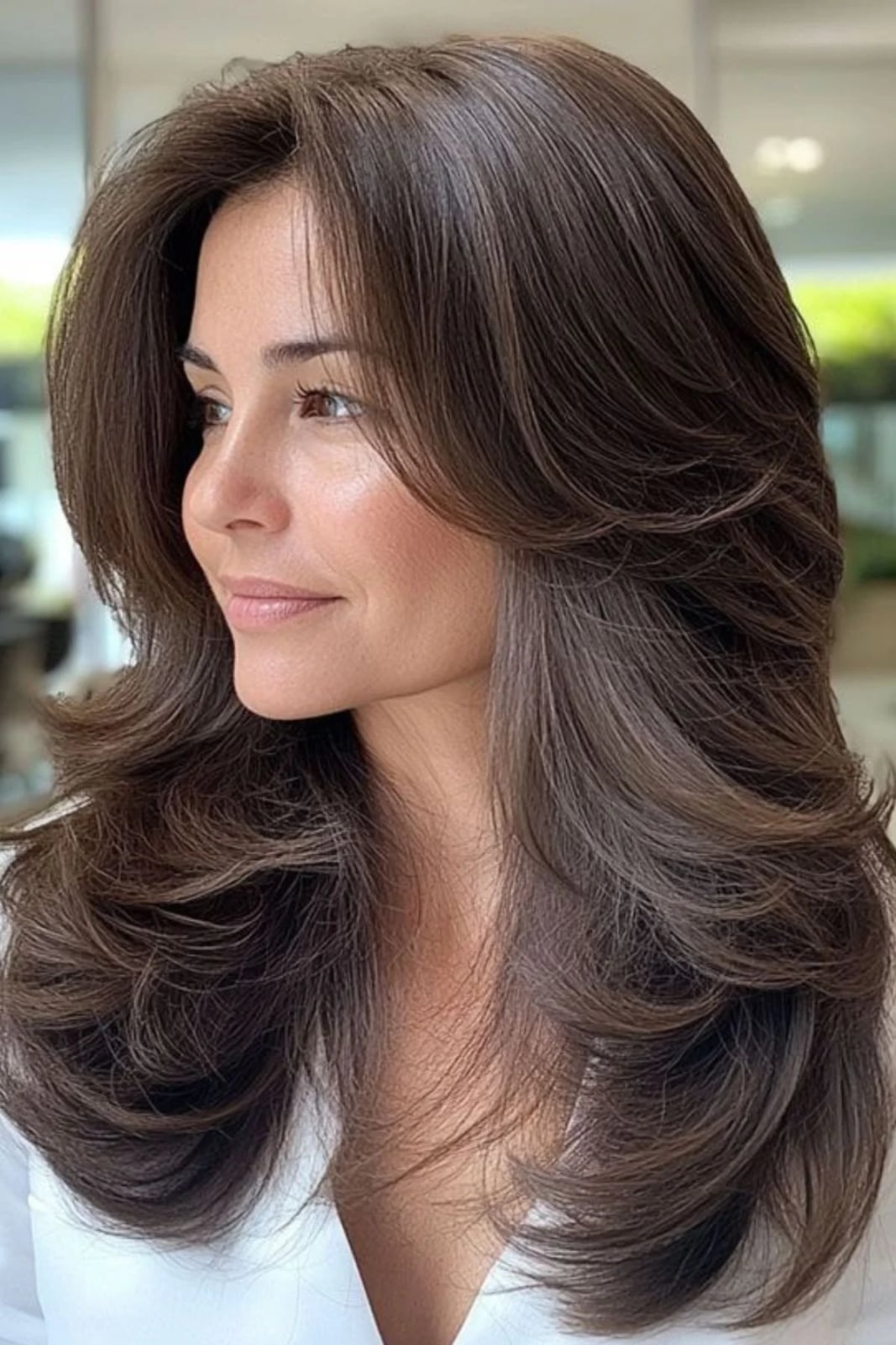 Long Layered Dark Brown Hair With Voluminous Blowout Long Layered Dark Brown Hair With Voluminous Blowout — Simple Voluminous Hair