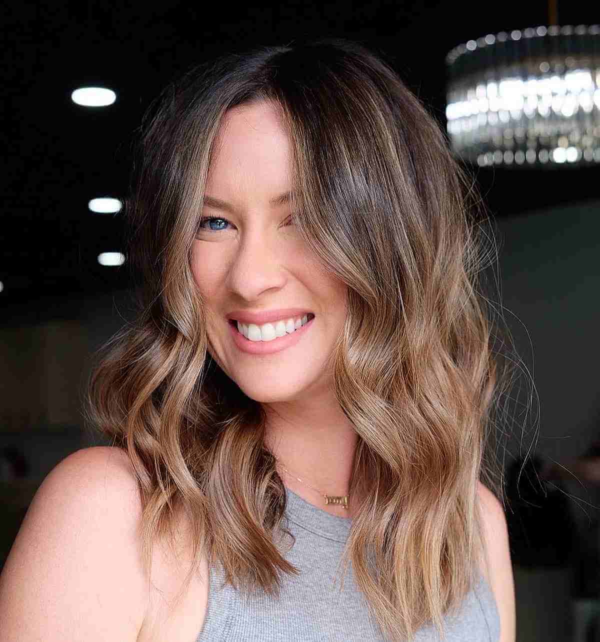 Collarbone Medium Brown Waves Collarbone Medium Brown Waves — Simple Waves Hair