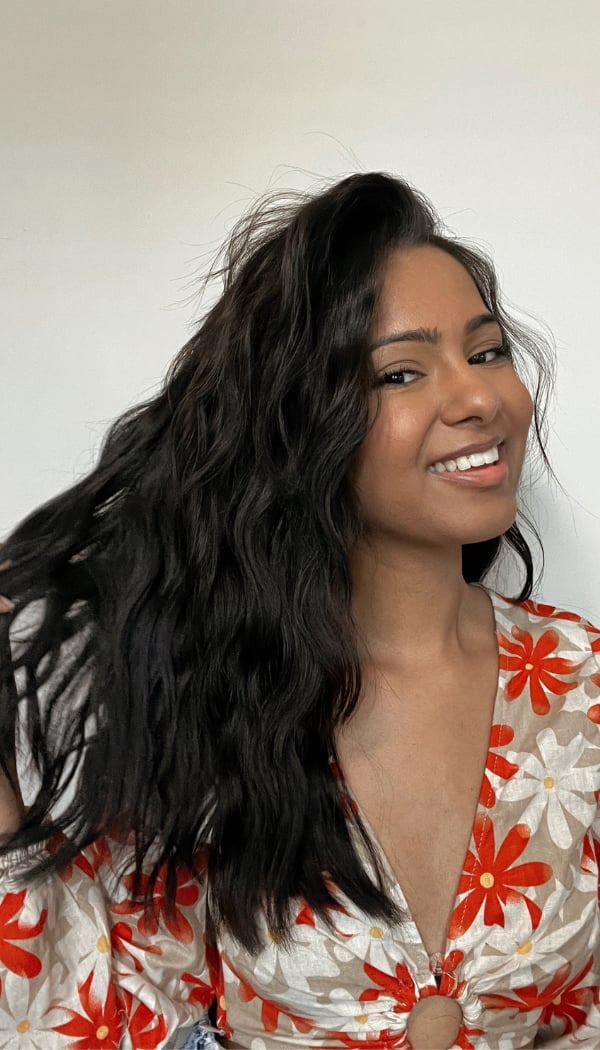Mid-Back Dark Brown Air-Dried Waves Mid-Back Dark Brown Air-Dried Waves — Simple Waves Hair