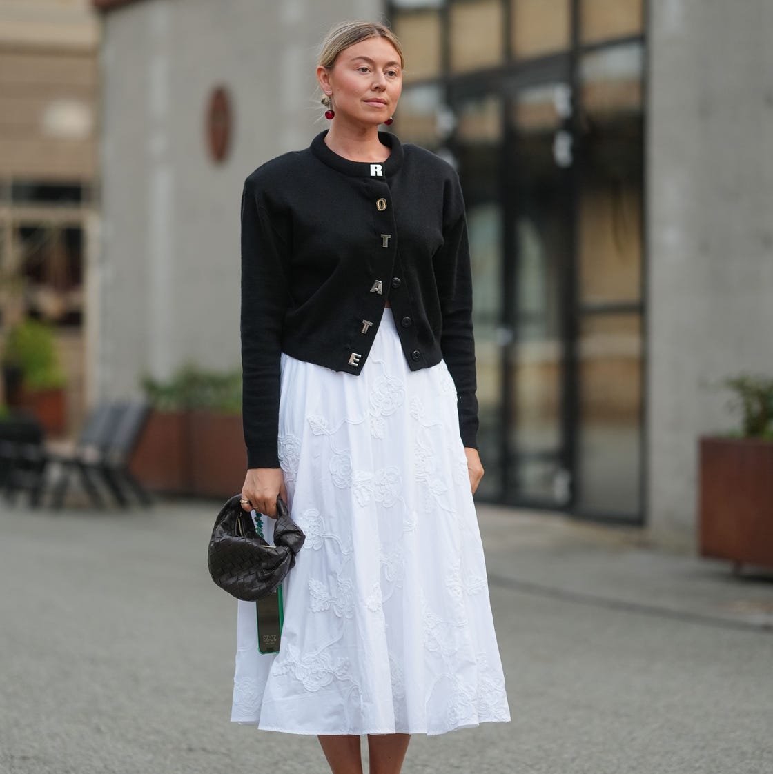 Embroidered Midi Dress with Button-Up Cardigan Embroidered Midi Dress with Button-Up Cardigan — Simple Weekend Outfits