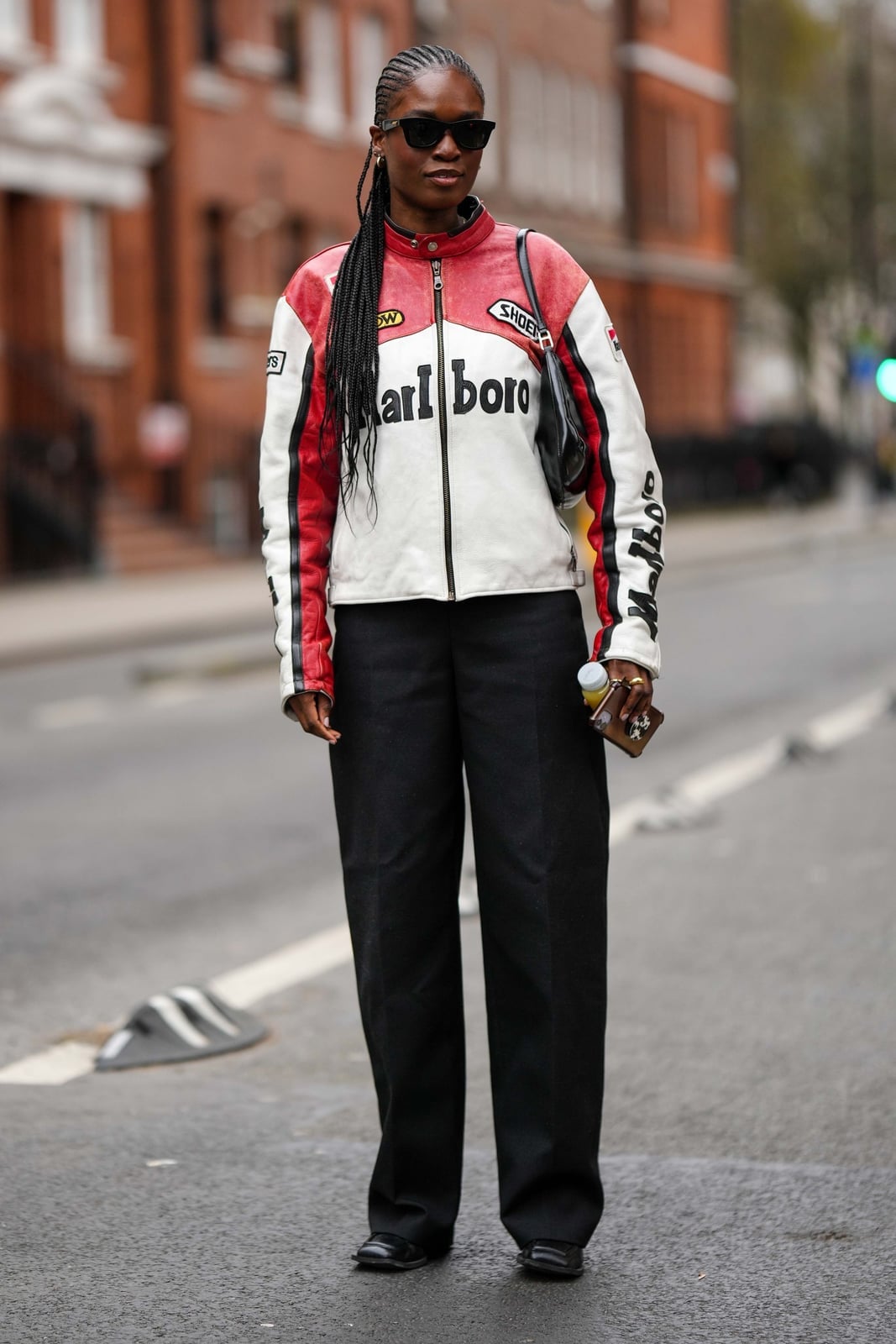 Biker Jacket Over T-shirt with Wide Leg Trousers Biker Jacket Over T-shirt with Wide Leg Trousers — Simple Weekend Outfits