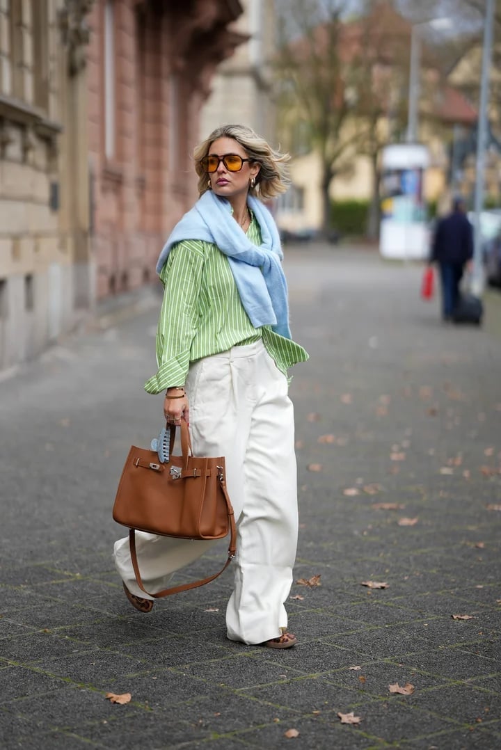 Oversized Striped Shirt with Wide Leg Trousers Oversized Striped Shirt with Wide Leg Trousers — Simple Weekend Outfits
