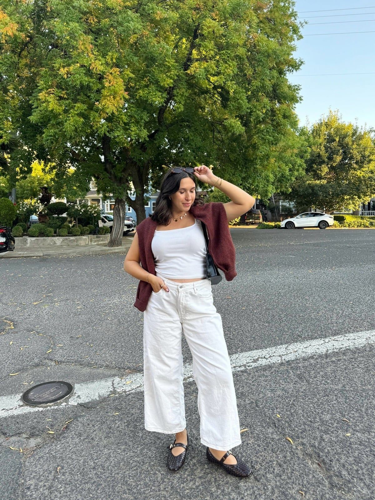 Tank Top and Jeans with Burgundy Knit Vest Tank Top and Jeans with Burgundy Knit Vest — Simple Weekend Outfits