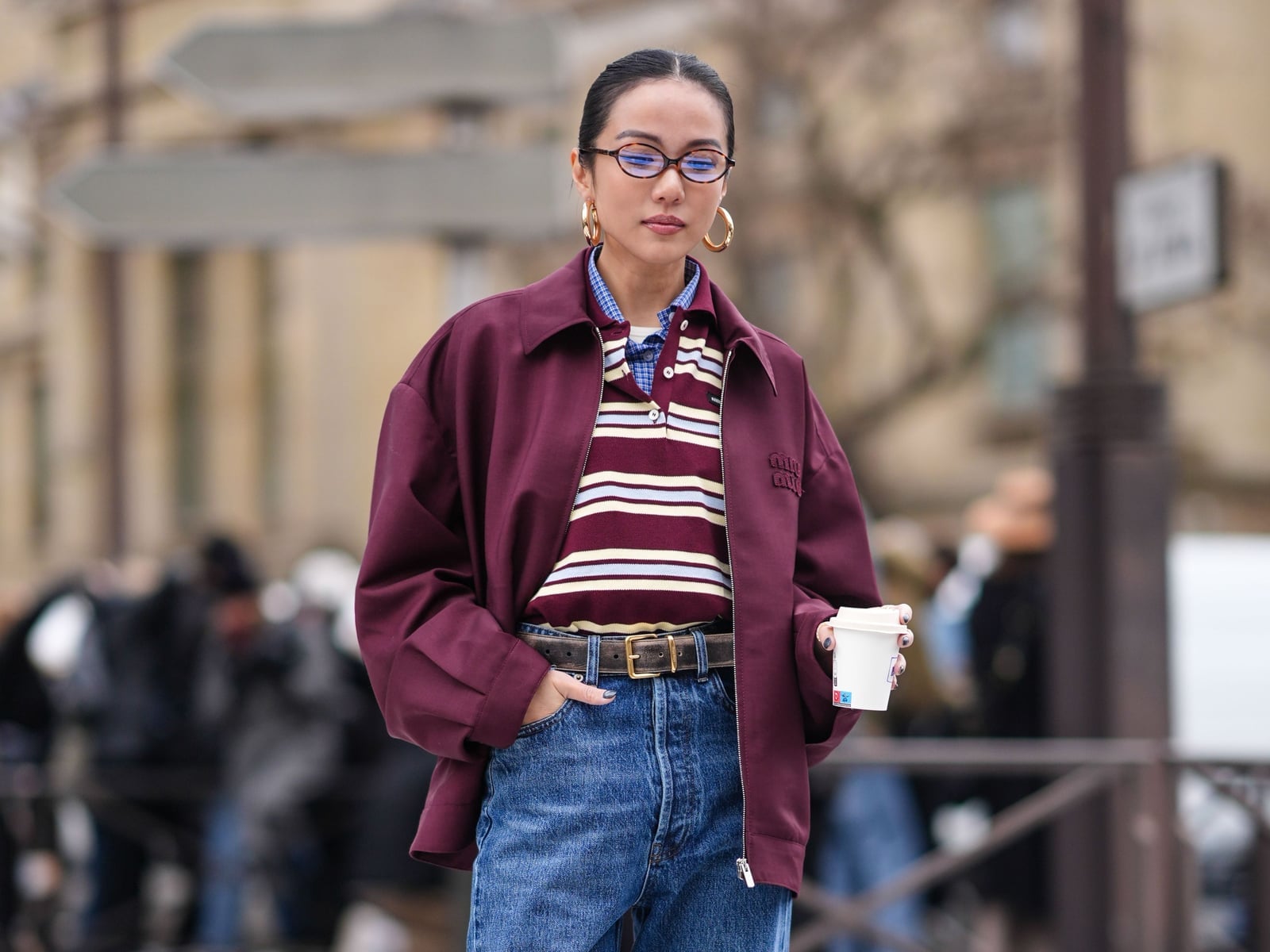 Burgundy Bomber Jacket with Layered Shirts and Jeans Burgundy Bomber Jacket with Layered Shirts and Jeans — Simple Weekend Outfits