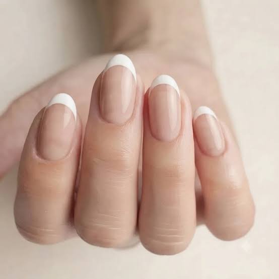 Medium Almond Nails Simple White French — Simple White French Tip Nails