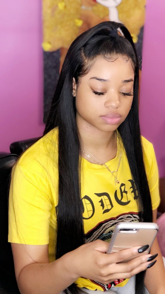 Long Black Wig With Layers and Baby Hairs — Simple Wig Styles