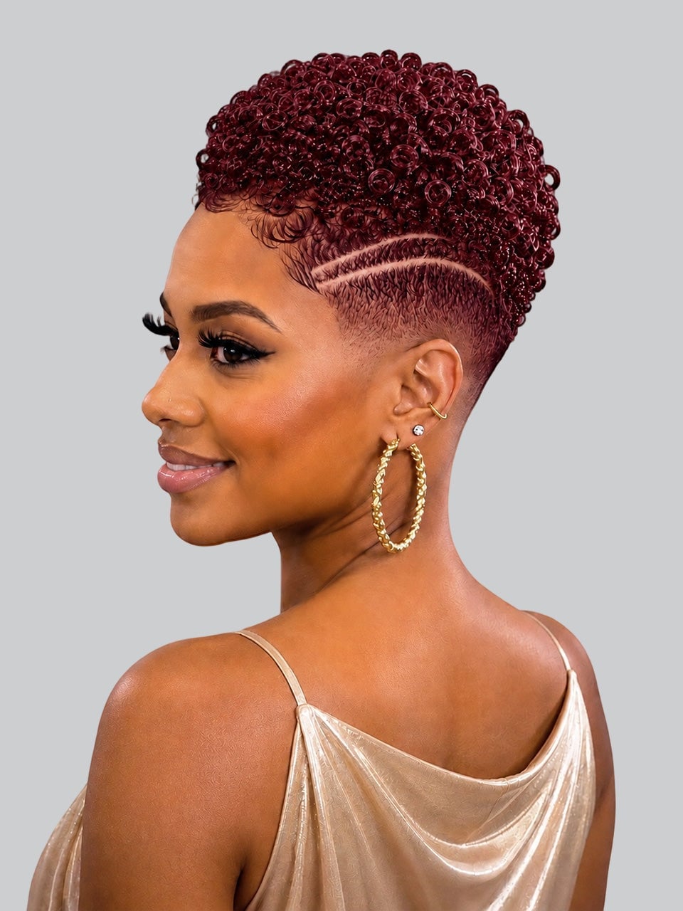 Short Pixie Afro In Vibrant Burgundy Short Pixie Afro In Vibrant Burgundy — Simple Wigs Human Hair