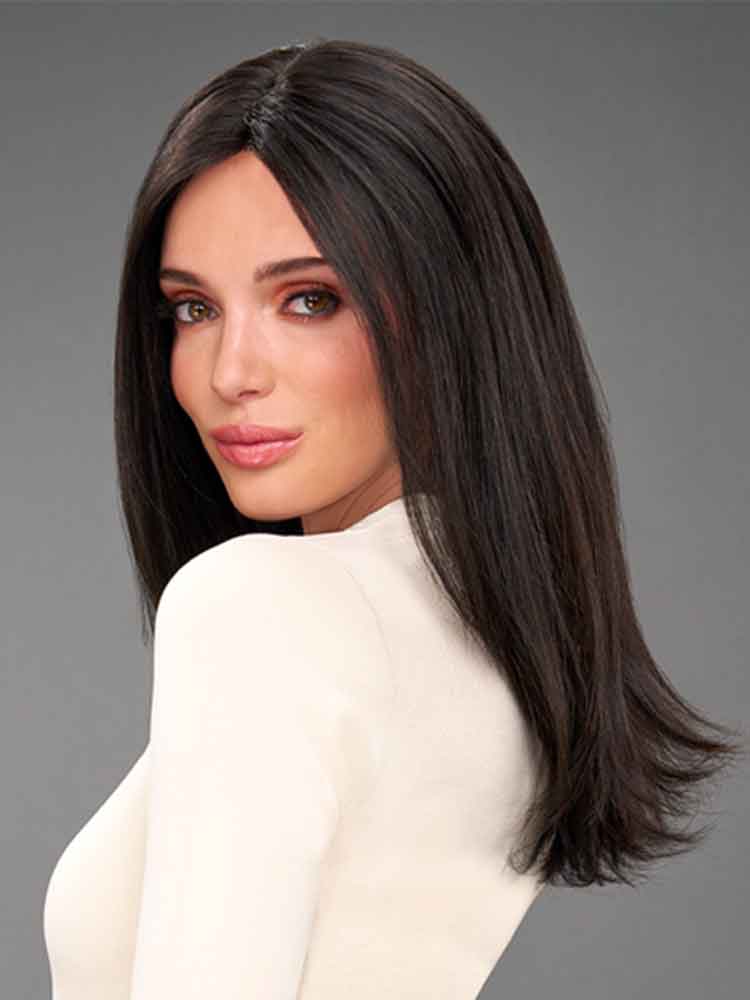Dark Brown Lob With Smooth Blowout Dark Brown Lob With Smooth Blowout — Simple Wigs Human Hair