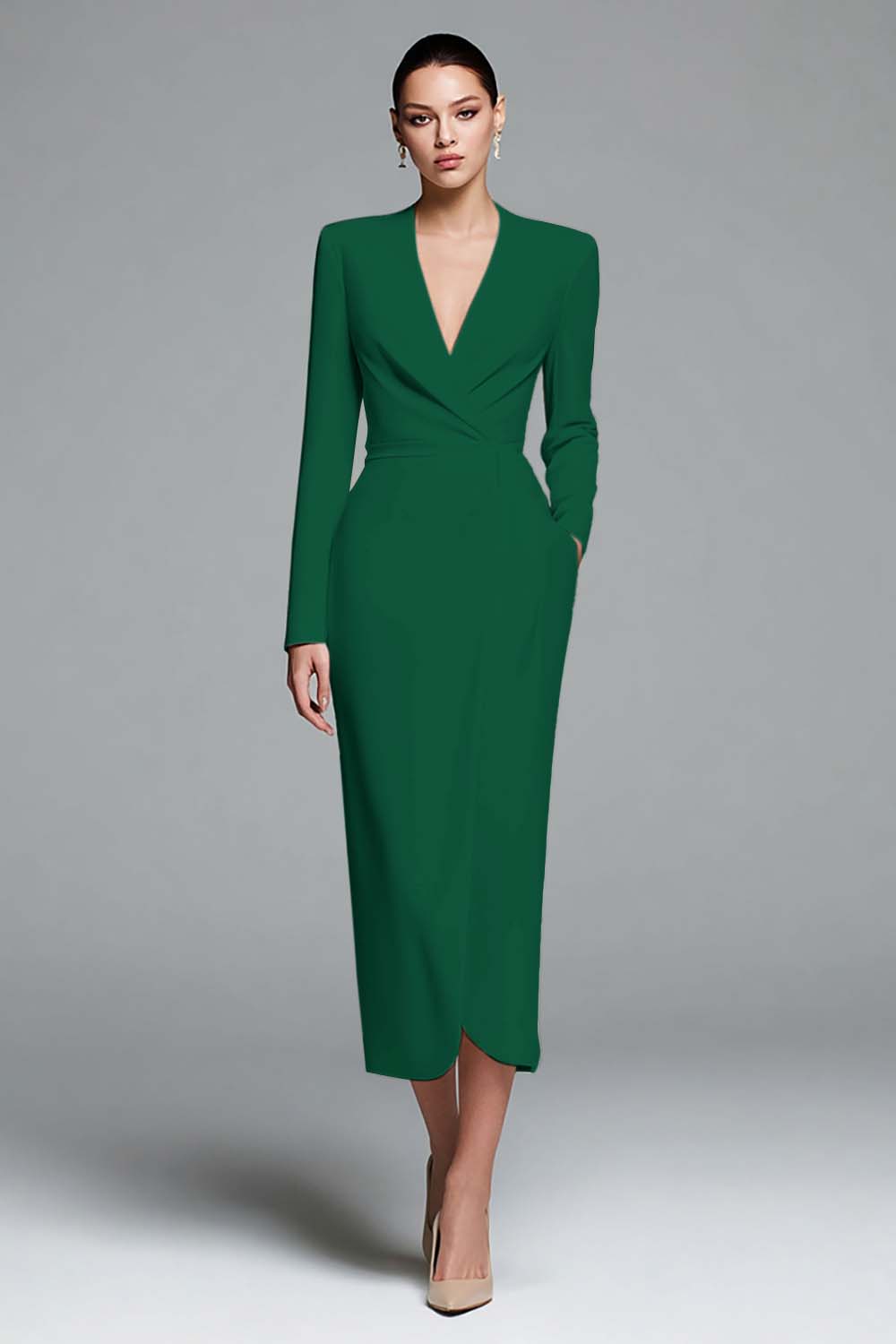 Emerald Green Long Sleeve Sheath Dress Emerald Green Long Sleeve Sheath Dress — Simple Work Dresses