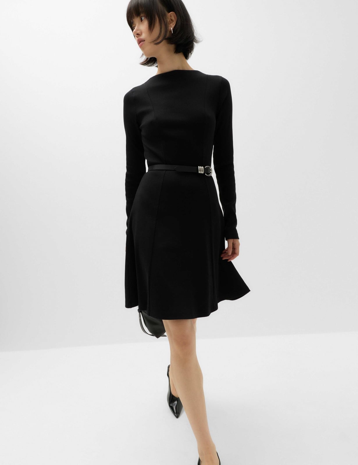Black Ribbed Knit Fit and Flare Mini Dress Black Ribbed Knit Fit and Flare Mini Dress — Simple Work Dresses