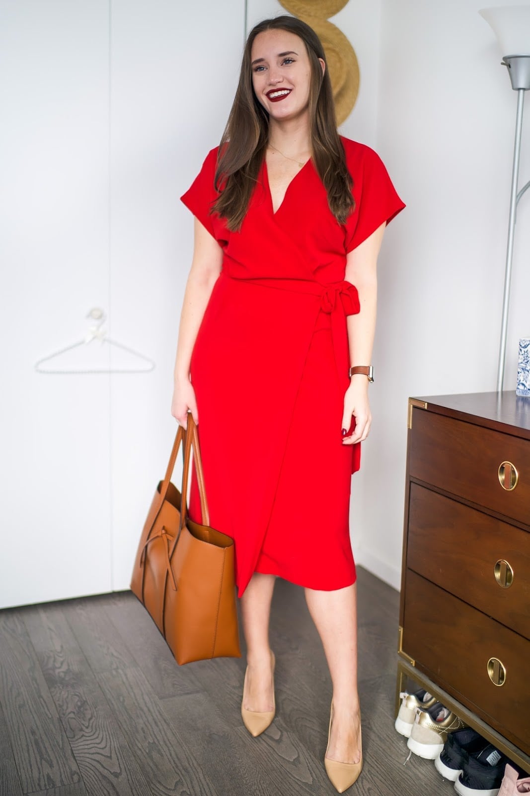 Vibrant Red Jersey Wrap Dress Vibrant Red Jersey Wrap Dress — Simple Work Dresses