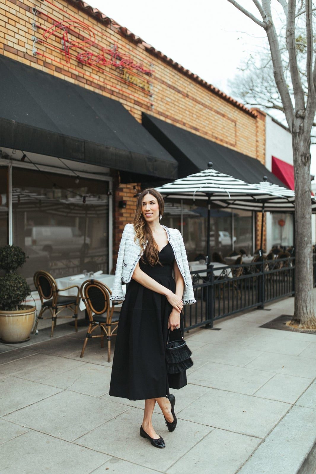 Black A-Line Dress with Tweed Jacket Black A-Line Dress with Tweed Jacket — Simple Work Dresses