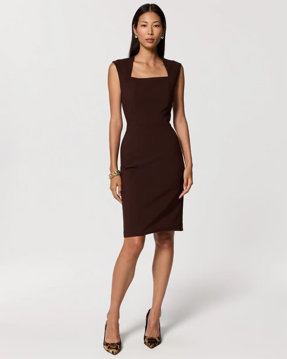 Dark Brown Sleeveless Sheath Dress Dark Brown Sleeveless Sheath Dress — Simple Work Dresses