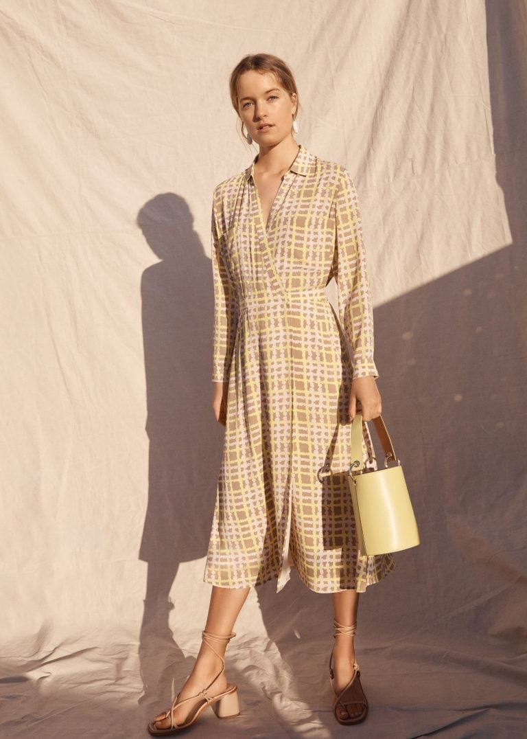 Checked Collared Wrap Dress Checked Collared Wrap Dress — Simple Work Dresses