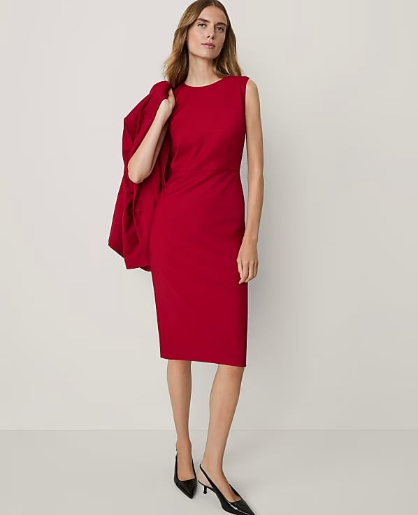 Bright Red Sleeveless Sheath Dress Bright Red Sleeveless Sheath Dress — Simple Work Dresses