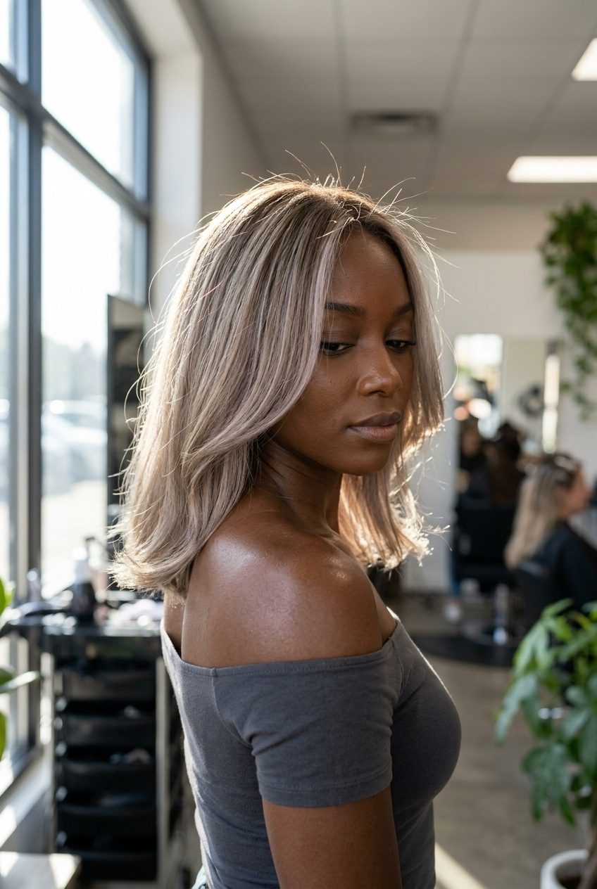 Subtle Glamour Smoked Pearl Ash Face-Framing long ash blonde hair color with smoked pearl ash babylights, face-framing, curtain bangs — subtle glamour
