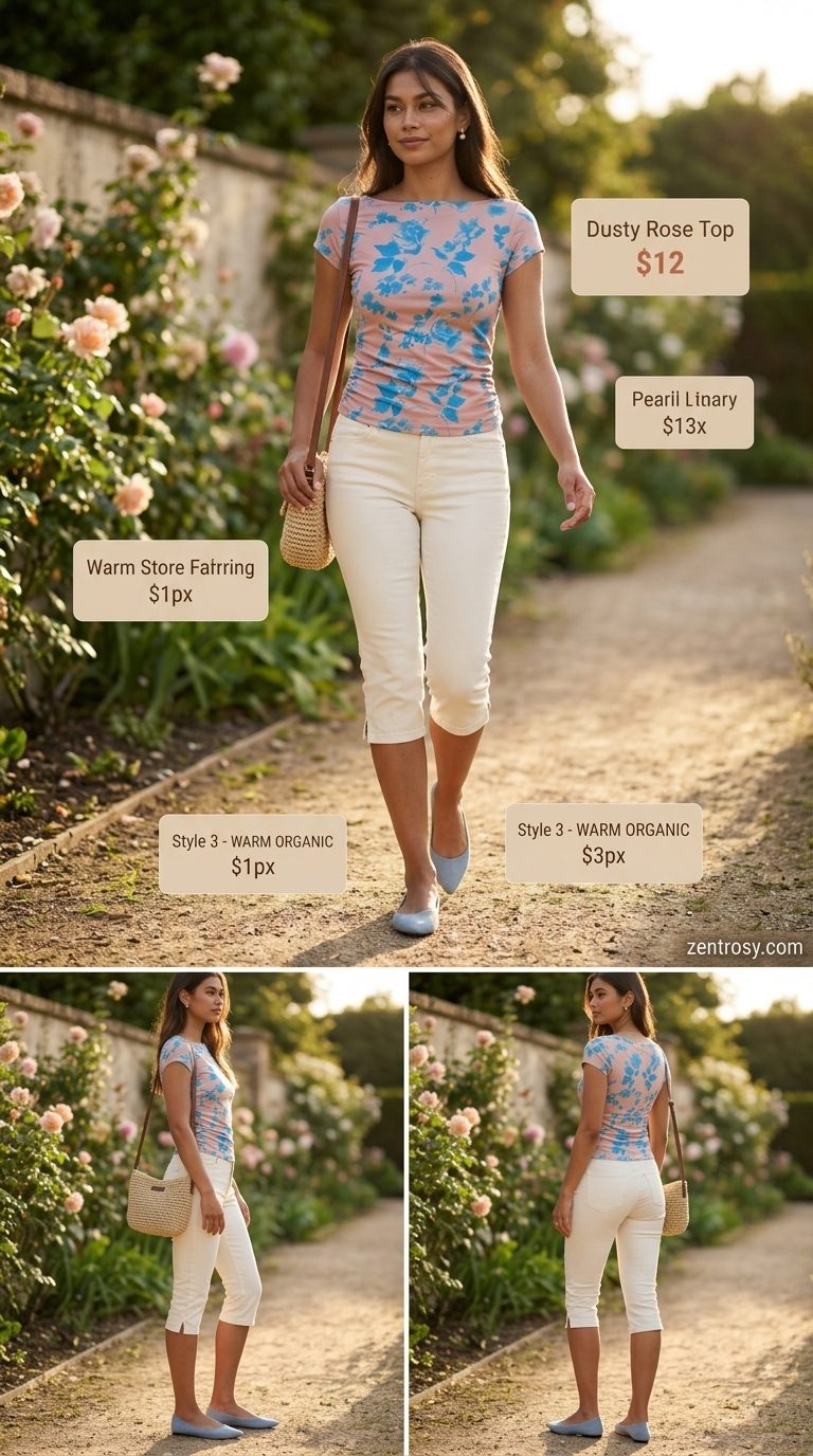 Floral boat neck top with capri pants for summer Boat Neck outfits for women 2026.