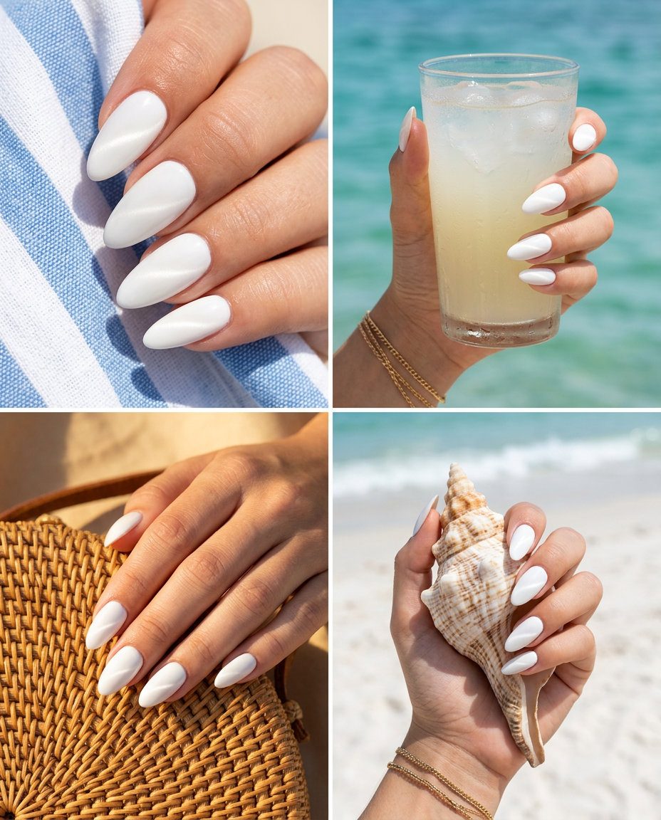 Subtle Cat-Eye Nails 2026: Ethereal Summer Elegance Sheer Milky White Subtle Cat-Eye nails for summer holiday nails 2026: elegant, mysterious, with a magnetic silver/blue shift.