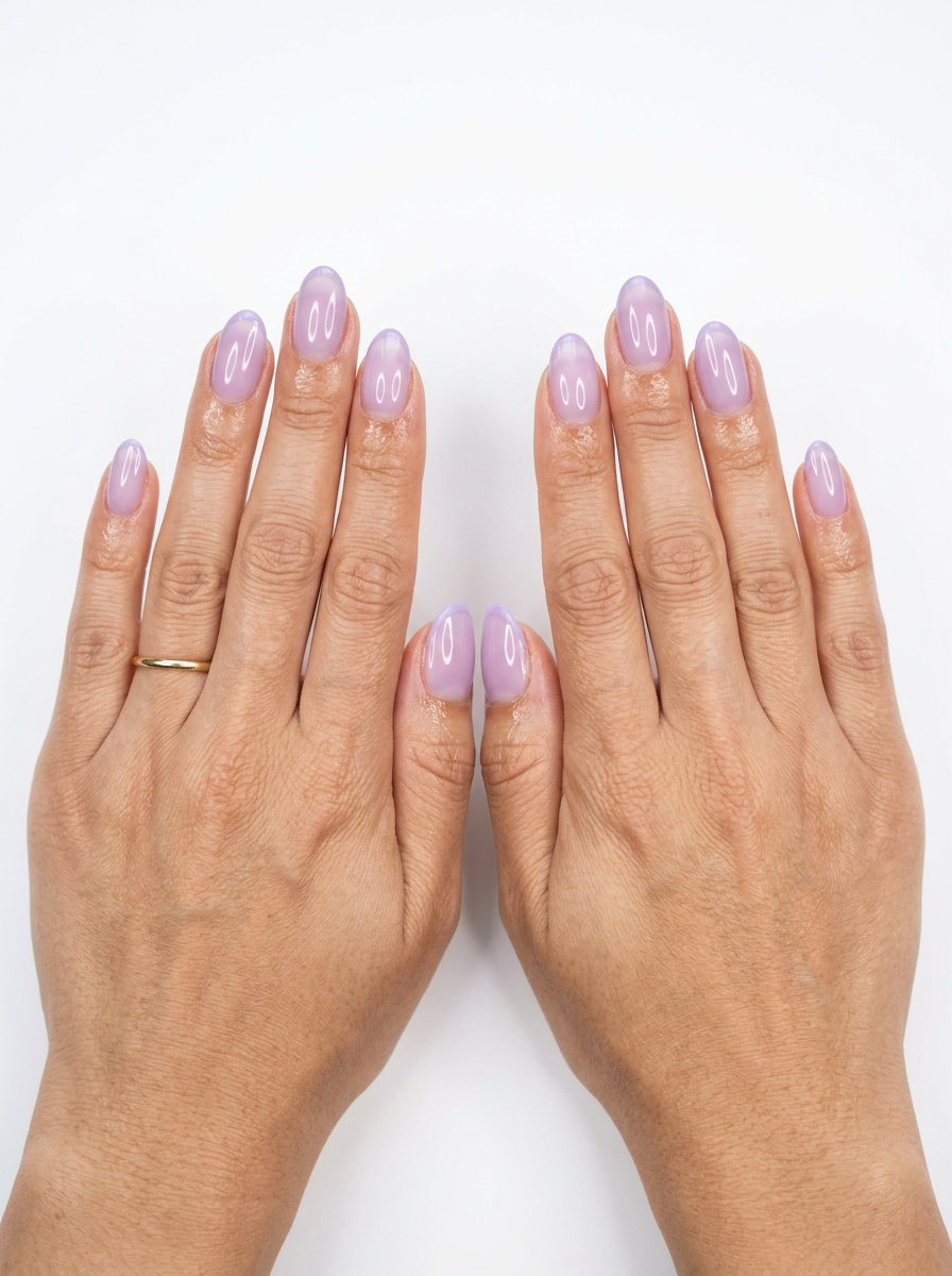 Ethereal sheer lavender haze micro French nails for summer nail colors 2026, perfect for weddings.