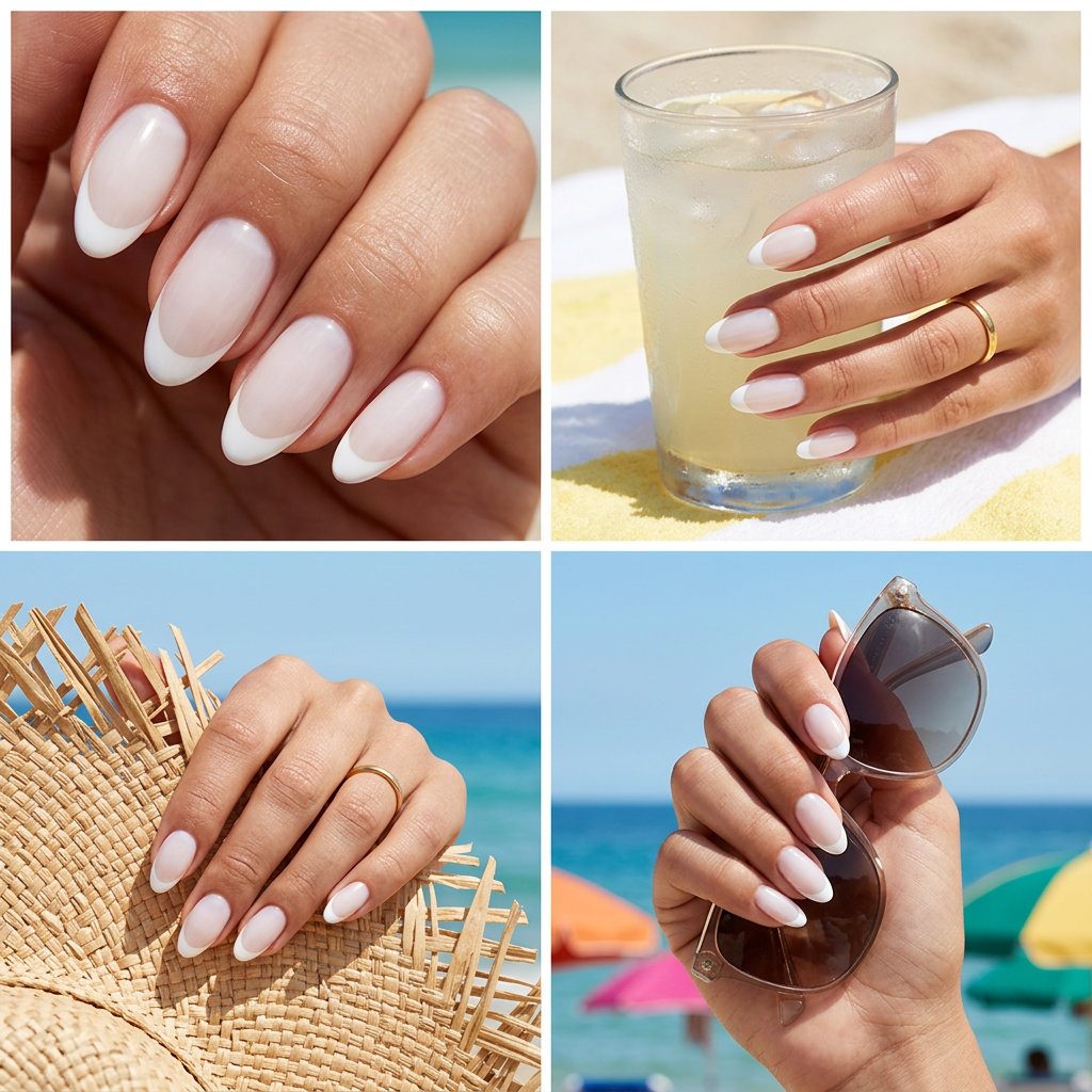 Bridal milky French tip nails for summer nails 2026 wedding outfits. Romantic & ethereal.