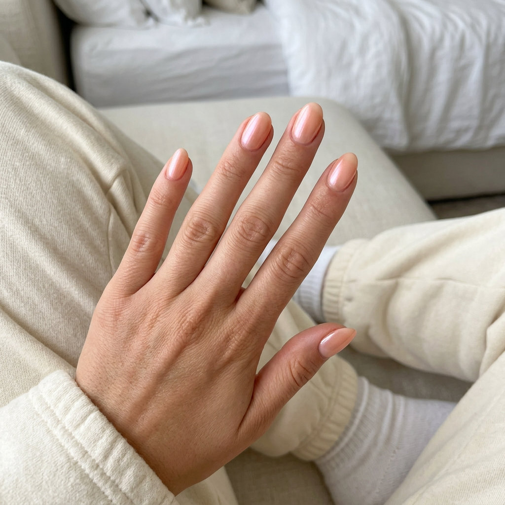 Summer Peach Nails 2026: Pearlescent Almond Summer peach nails 2026: Romantic peach pearlescent glow almond for weddings and date nights.