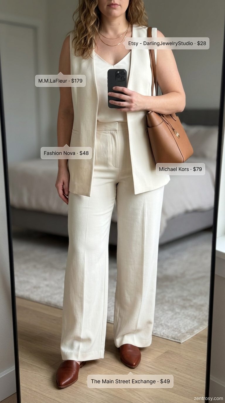 Cream twill blend matching set for women 2026, ideal for office or smart casual events. Sophisticated workwear outfit.