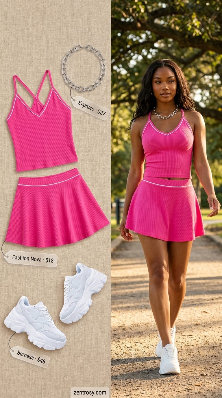 Hot pink matching set for women, perfect for playful festival fun and concerts in 2026.