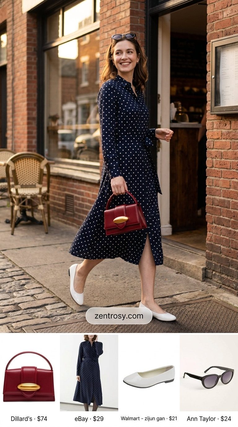 Retro charm shirt dress for women 2026 with polka dots, perfect for brunch or vintage events.