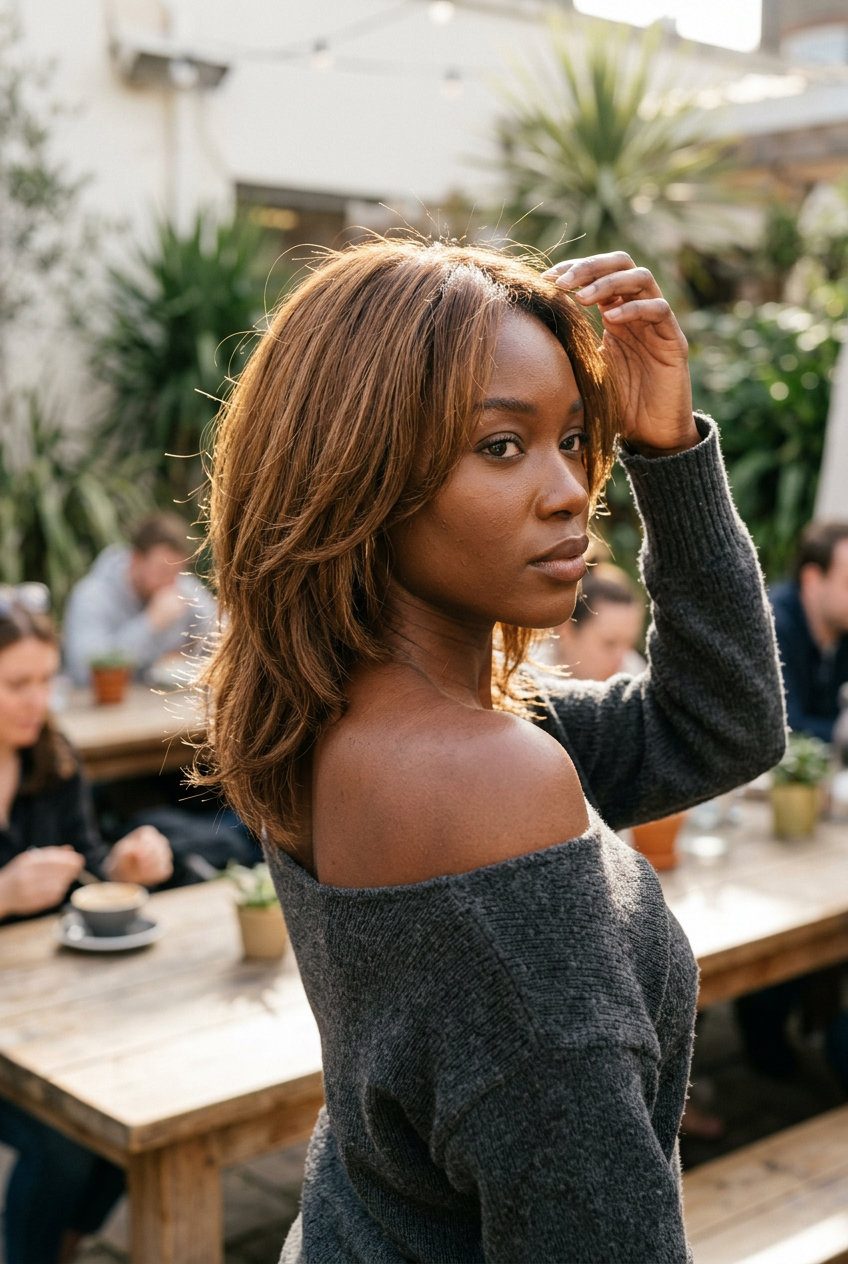Syrup Brown Shag Hair 2026: Playful & Retro medium shag syrup brown hair with honey babylights, choppy layers for summer