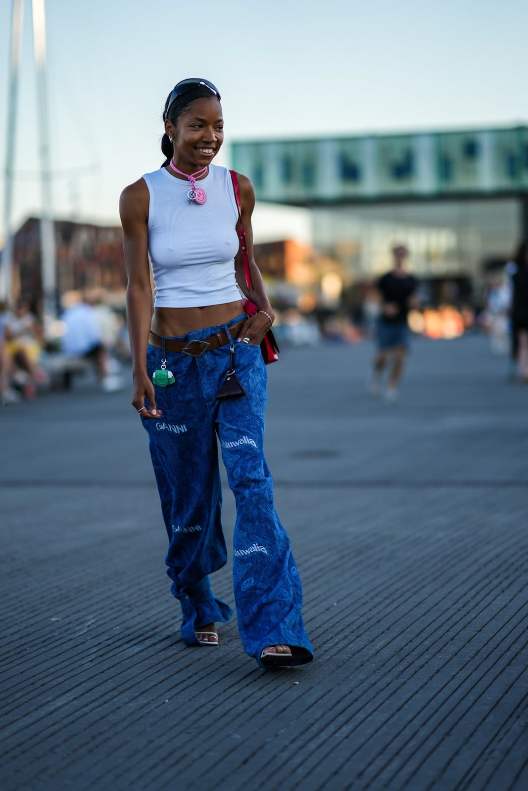 Velvet Flared Trousers with Cropped Tank Top — Trendy 2000s Outfits Party