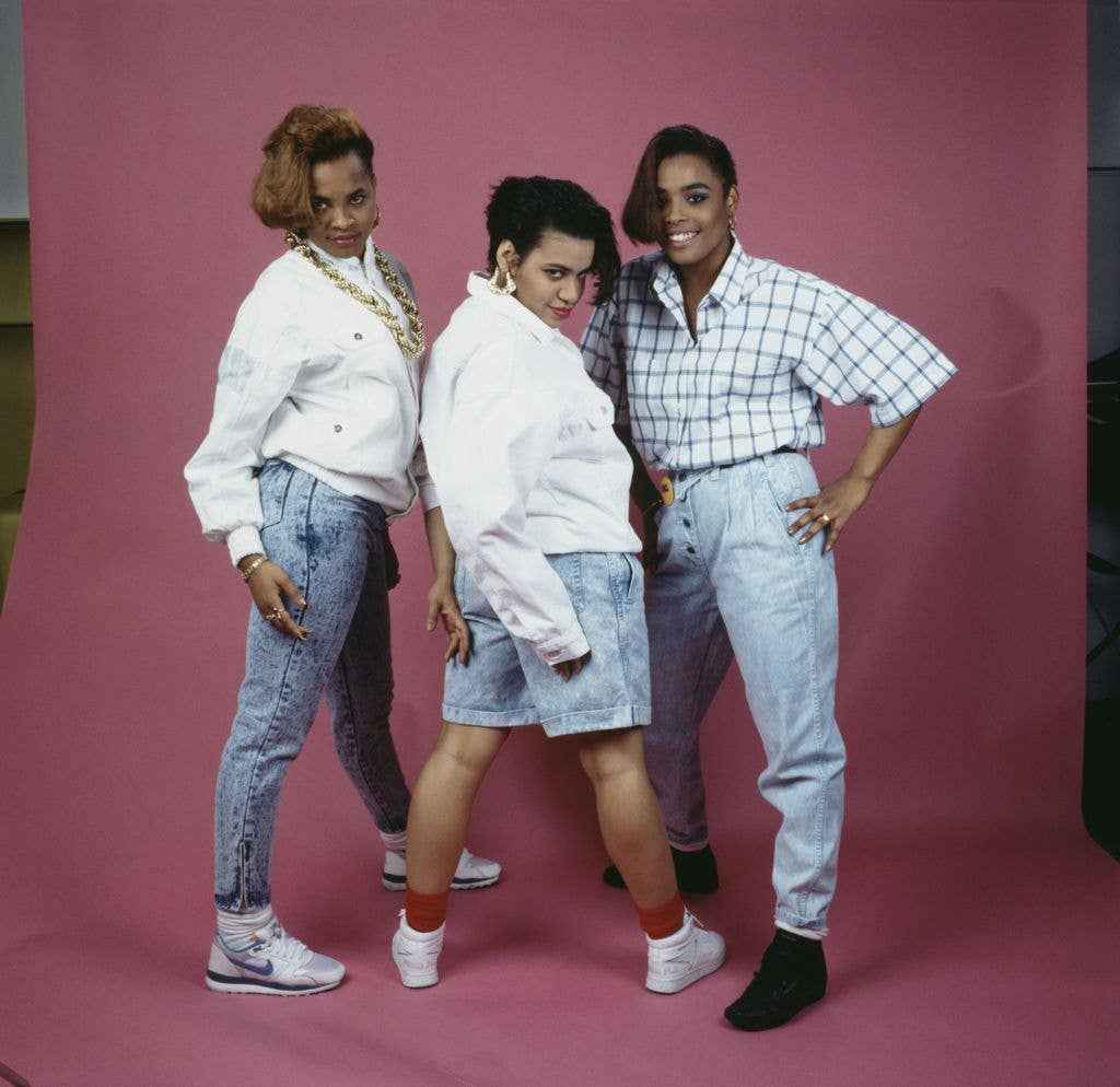 Acid Wash Denim Jeans with Bomber Jacket — Trendy 80s Party Outfit