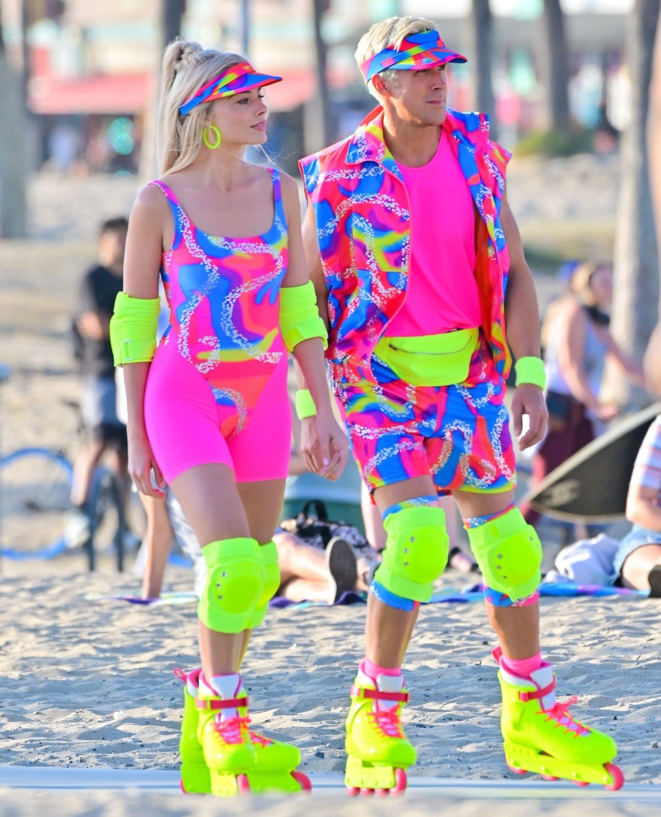 Graphic Bodysuit with Neon Accessories — Trendy 80s Party Outfit
