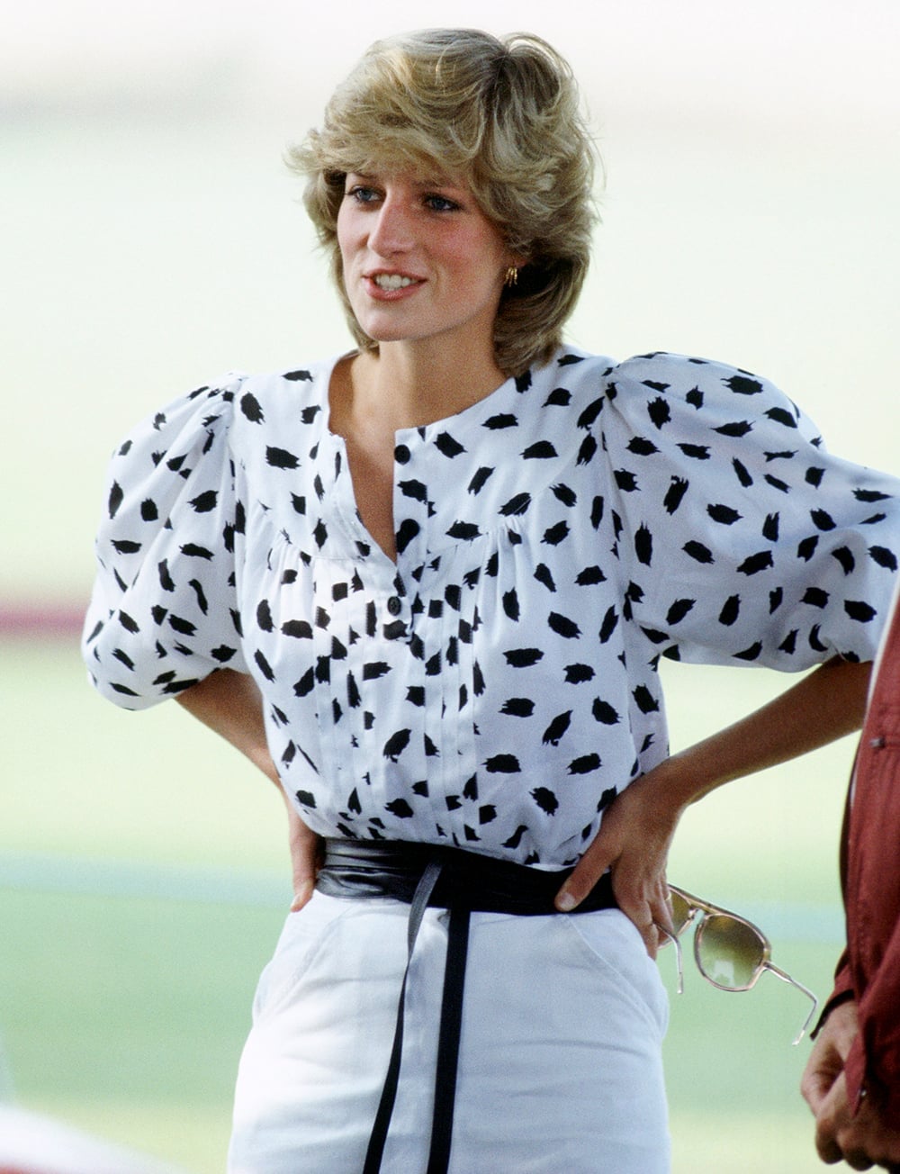 Puffy Sleeve Blouse with White Trousers — Trendy 80s Party Outfit