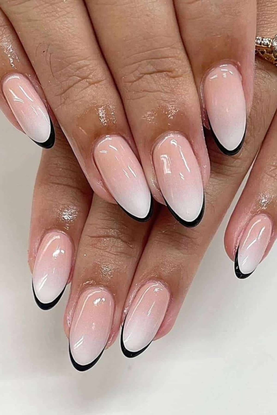 Black Ombre French Tip Almond Nails Black Ombre French Tip Almond Nails — Trendy Almond Nails French