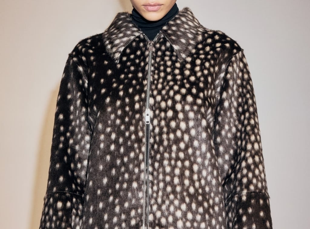 Deer Print Faux Fur Jacket — Trendy Animal Print Outfits