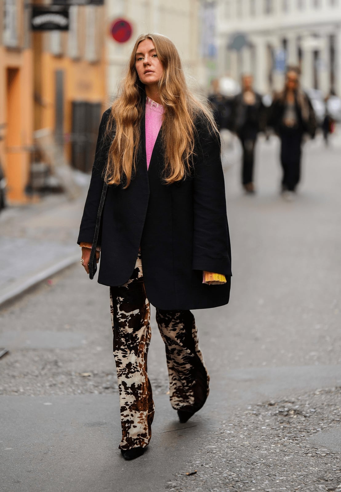 Cow Print Trousers with Oversized Blazer — Trendy Animal Print Outfits