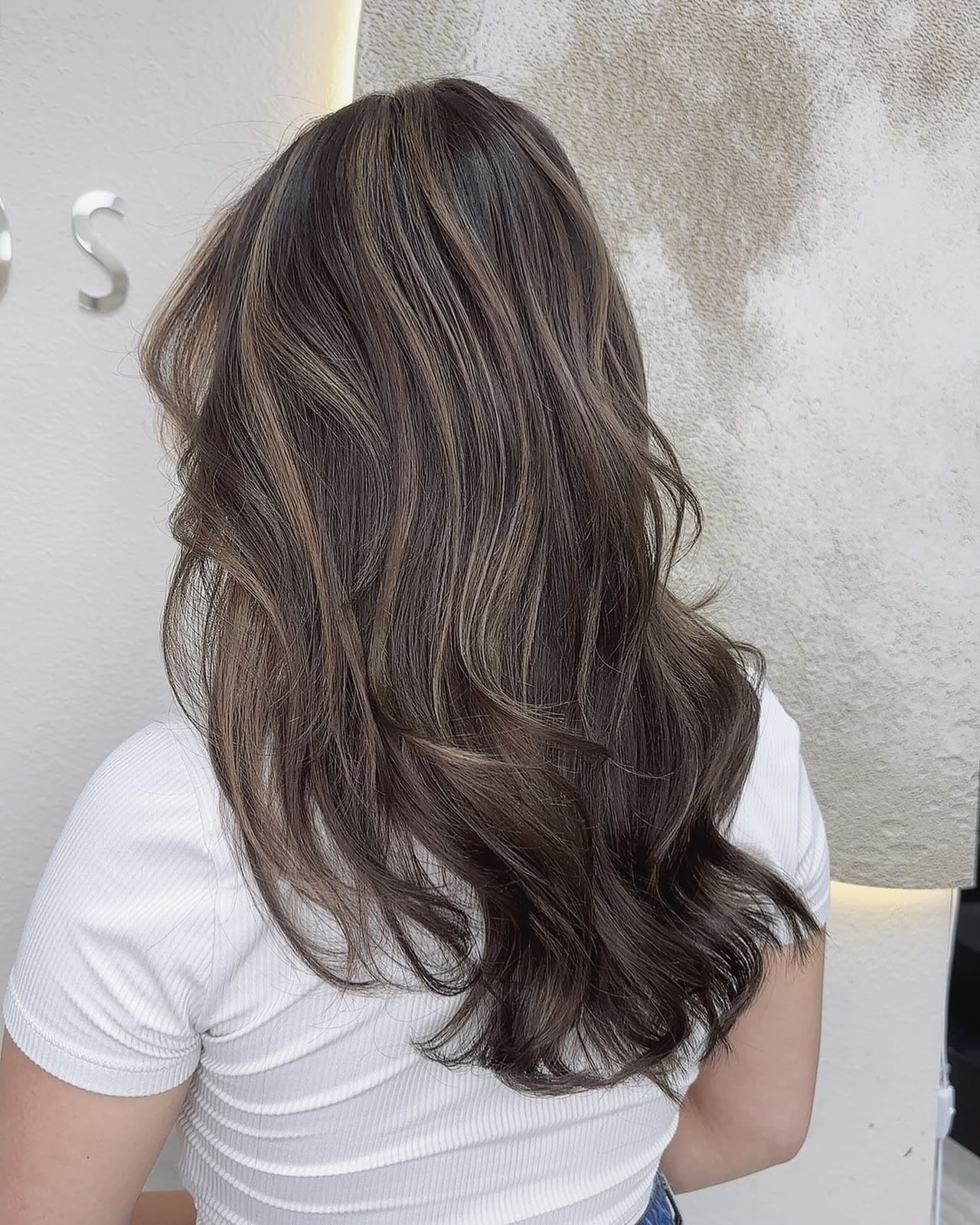 Long Ash Brown With Lived-In Highlights Blowout — Trendy Ash Brown Hair