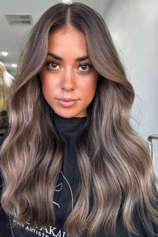 Collarbone Taupe Ash Brown Balayage — Trendy Ash Brown Hair