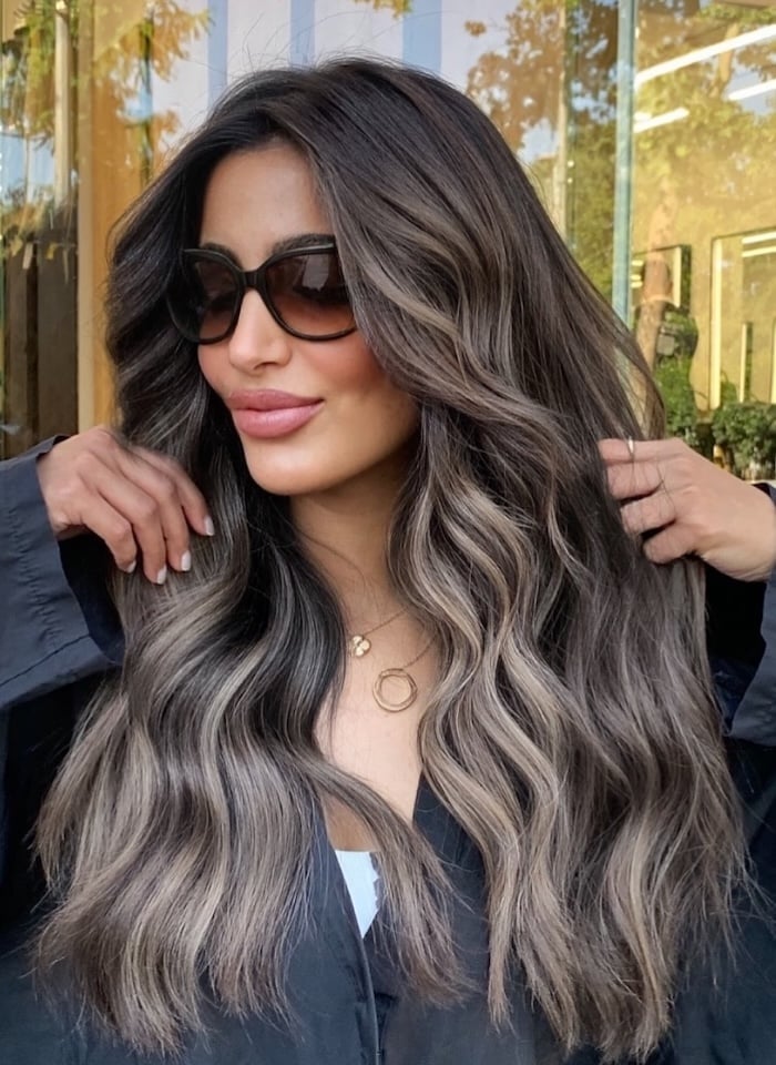 Collarbone Espresso Ash Brown Blowout — Trendy Ash Brown Hair