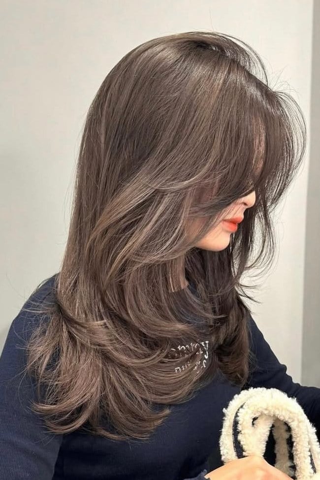 Medium Cool Ash Brown With Voluminous Waves — Trendy Ash Brown Hair