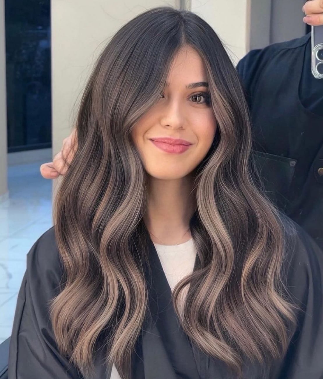 Long Ash Brown With Side Swept Bangs — Trendy Ash Brown Hair
