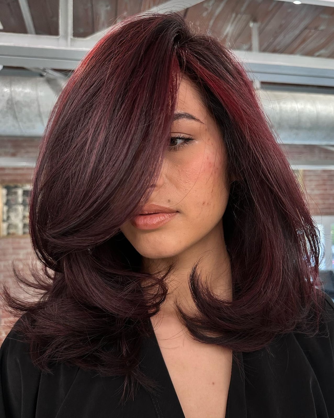 Deep Mahogany Auburn With Soft Waves Deep Mahogany Auburn With Soft Waves — Trendy Auburn Hair Color