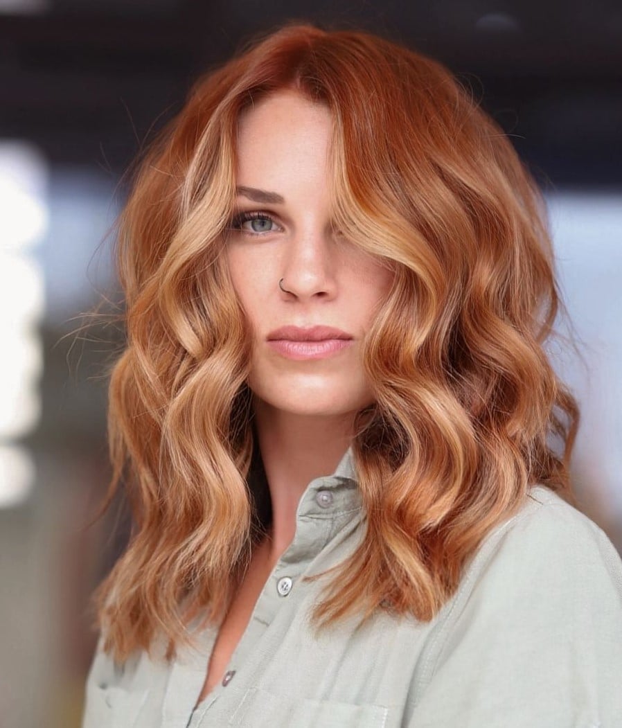 Copper Auburn With Lighter Balayage Copper Auburn With Lighter Balayage — Trendy Auburn Hair Color