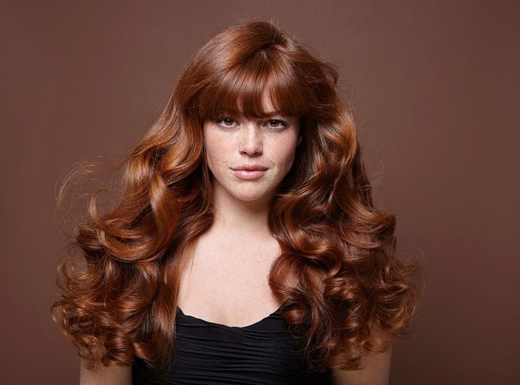 Copper Auburn With Full Bangs Copper Auburn With Full Bangs — Trendy Auburn Hair Color